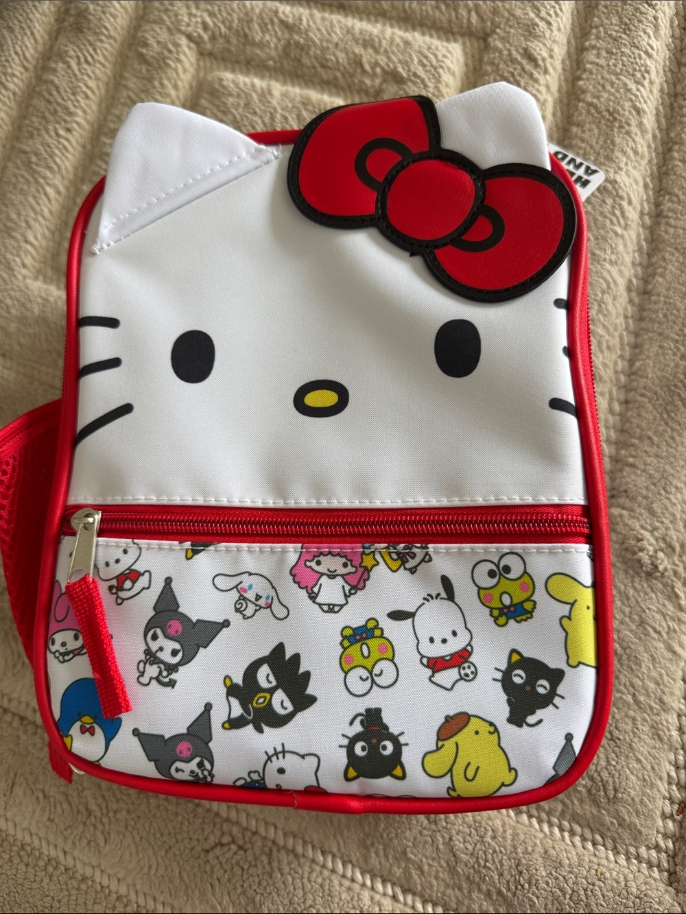 Hello Kitty Kids Lunch Bag in White and Red with Character Print